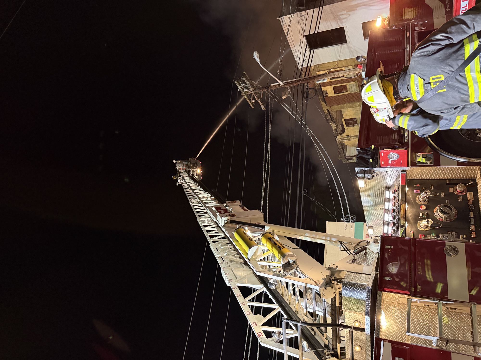 Aerial operations at a night fire